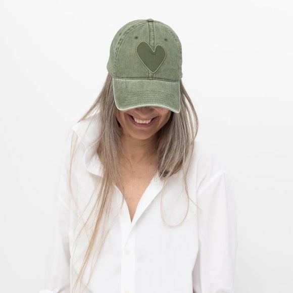 Kerri Rosenthal Accessories - Kerri Rosenthal Olive Imperfect Heart Baseball Cap